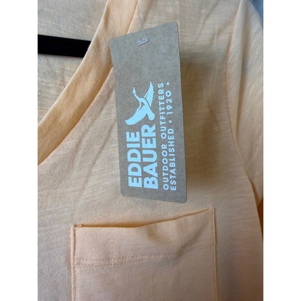 Eddie Bauer Womens Tryout V-Neck Tee Apricot Long Sleeve Size XS NWT - Picture 6 of 7